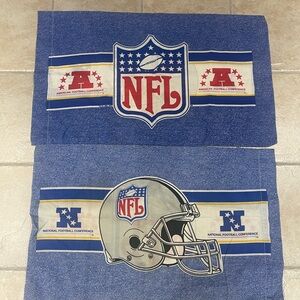 Vintage 90s NFL Pillowcases (2) AFC NFC Football Helmet, Poly Cotton Blend 29x19